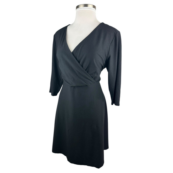 Eileen Fisher Faux Wrap Dress Black Stretch Slinky Jersey Women's Plus Size 1X - Picture 2 of 15